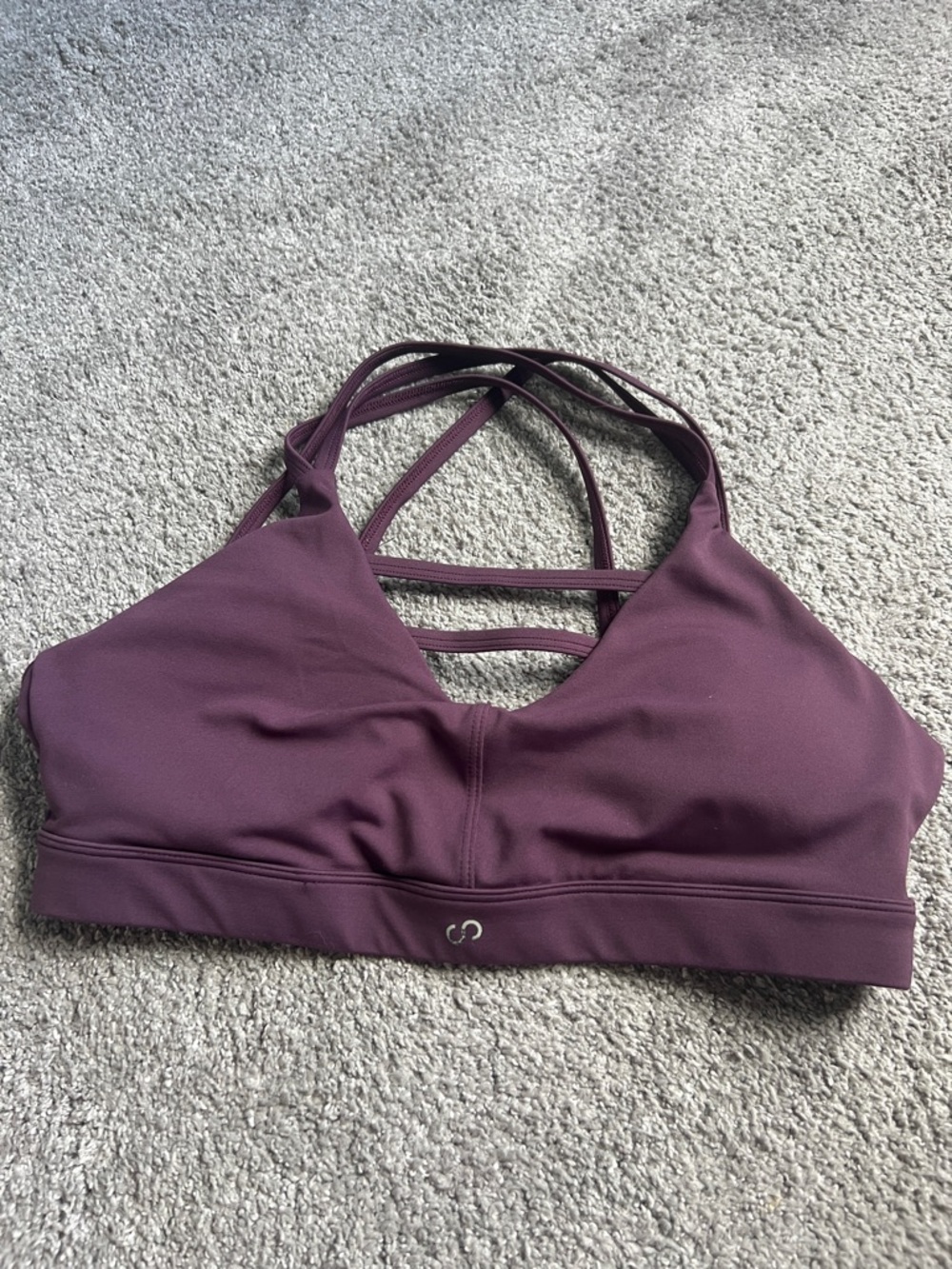 Plum Strappy Low-Impact Sports Bra
